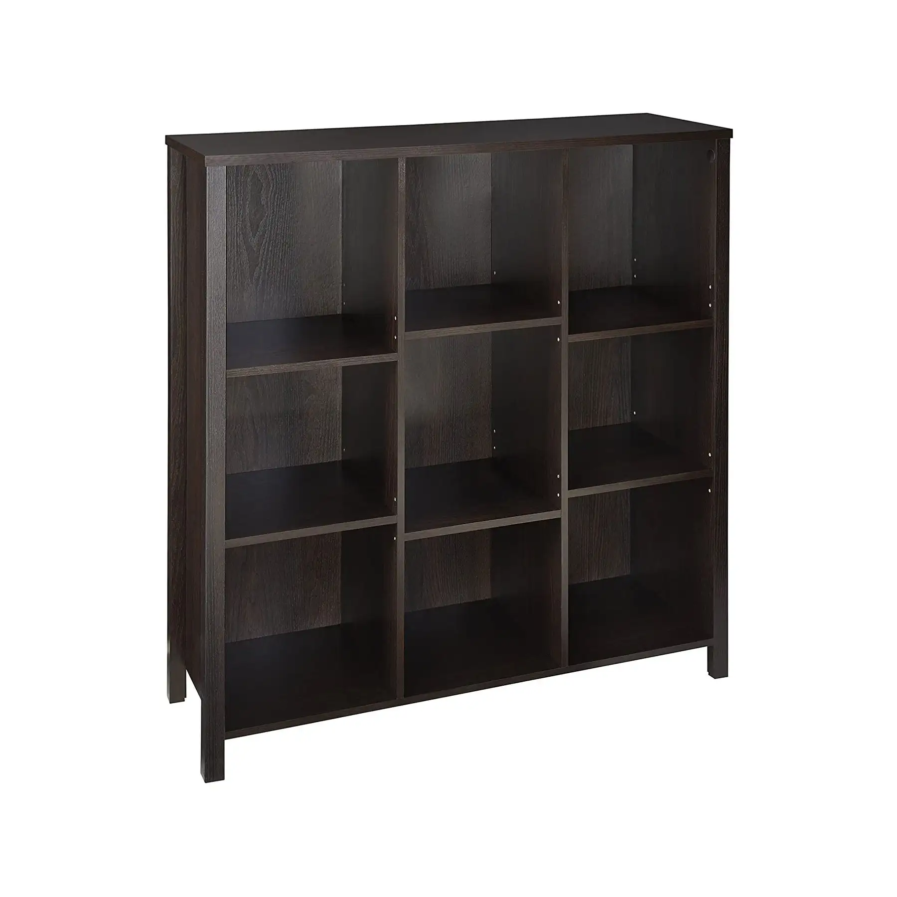 1605800 Adjustable 9 Cube Storage Organizer Book Shelf, Black Walnut