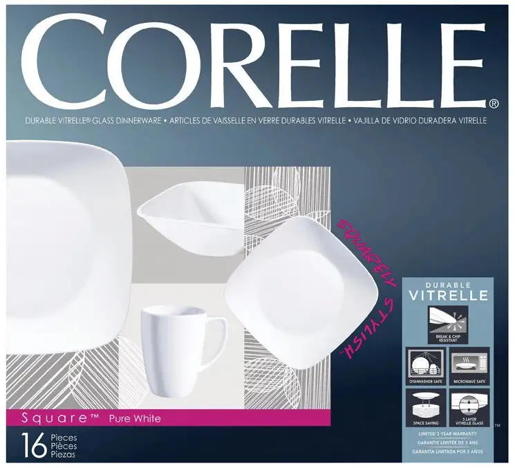 Corelle 1069958 Vitrelle Square Dinnerware Set