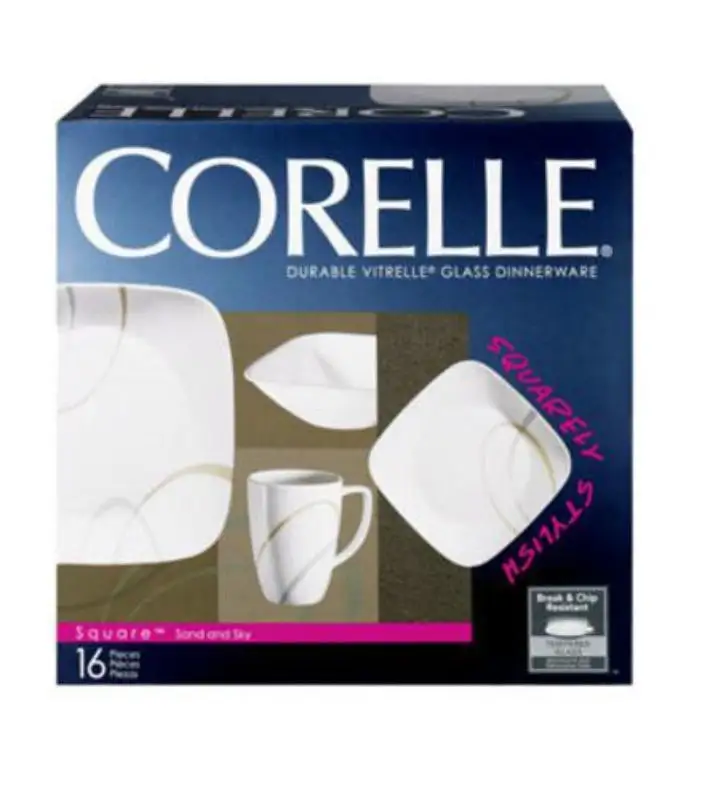 Corelle 1089962 Square Sand And Sky Dinnerware Set