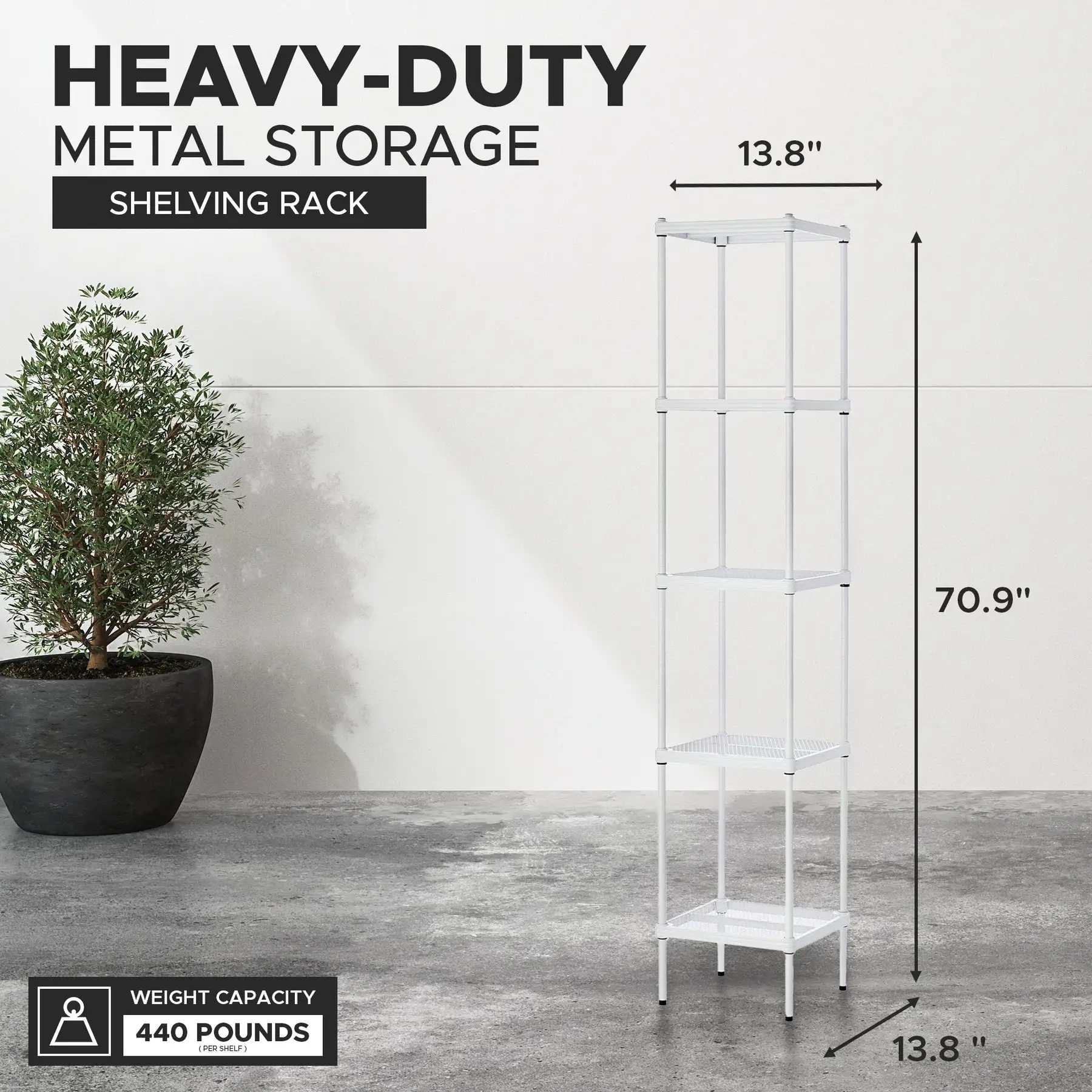 Sidermes Unit Rack Design Ideas 5 Tier Tower Metal Storage Shelving Unit Rack, White (For ...