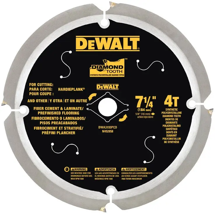 DeWalt DWA3193PCD Diamond Tooth Fiber Cement Blade