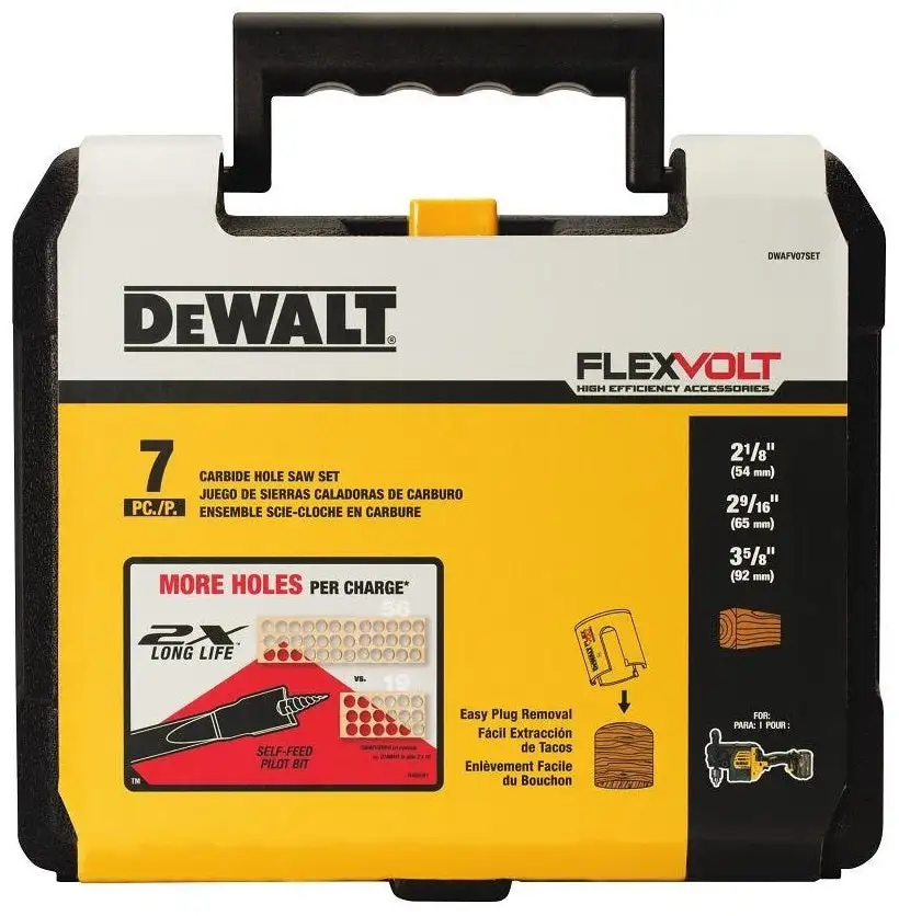 DeWalt DWAFV07SET FlexVolt Carbide Wood Drilling Hole Saw Kit