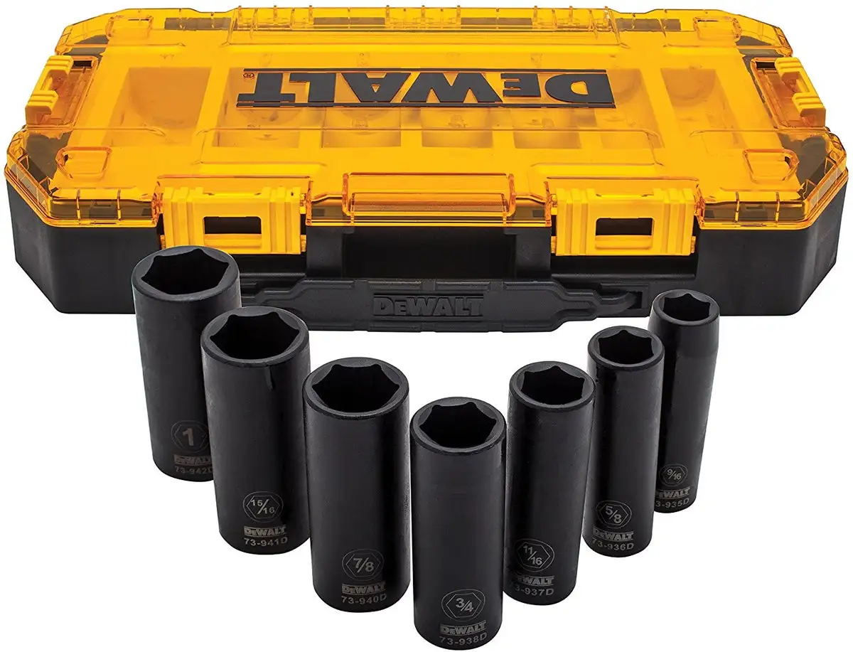 DeWalt DWMT74736 7Piece SAE 1/2" Deep Drive Impact Socket Set