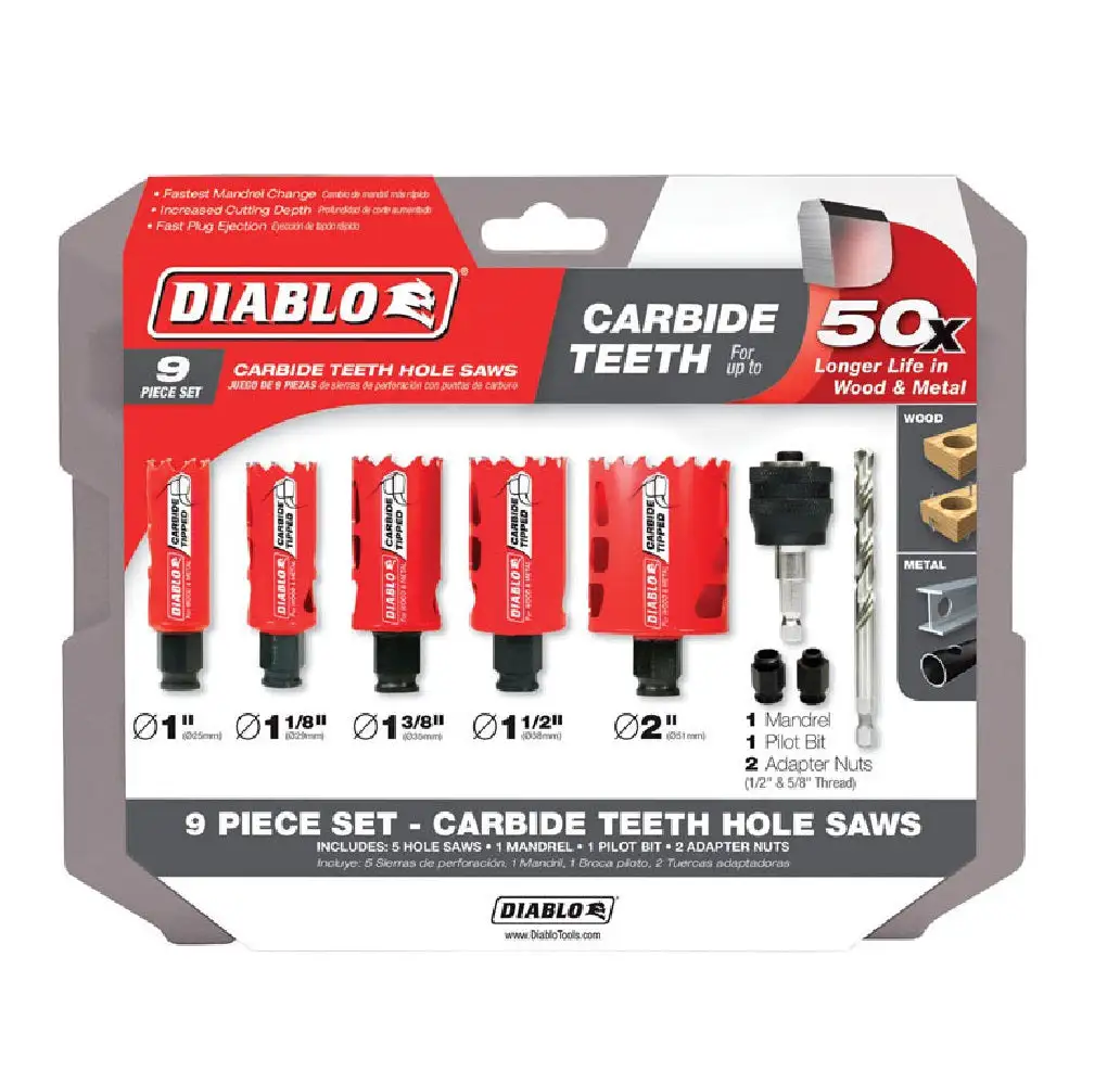 Diablo DHS09SGPCT Carbide Tipped Hole Saw Kit