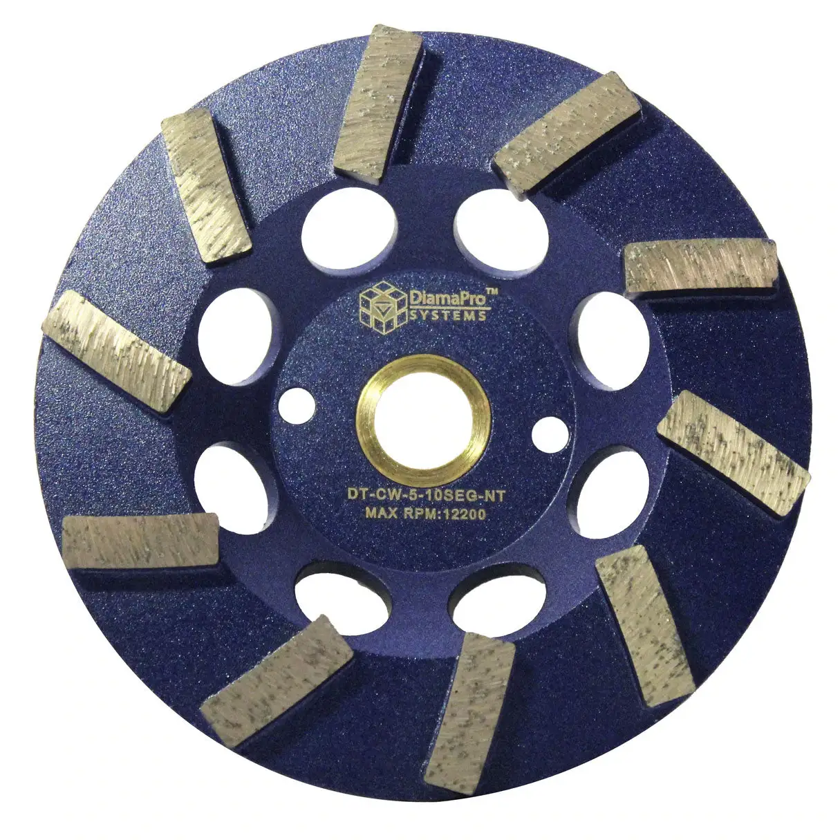 DiamaPro Systems NonThreaded 5 Inch 10 Segment Turbo Concrete Grinding Cup Wheel