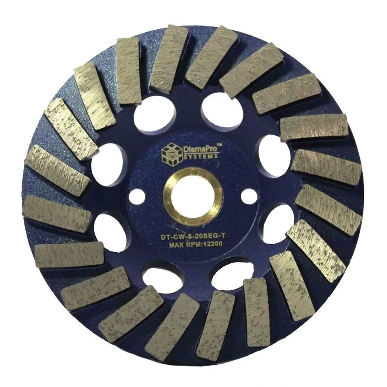 DiamaPro Systems Threaded 5 Inch 20 Segment Turbo Concrete Grinding Cup Wheel