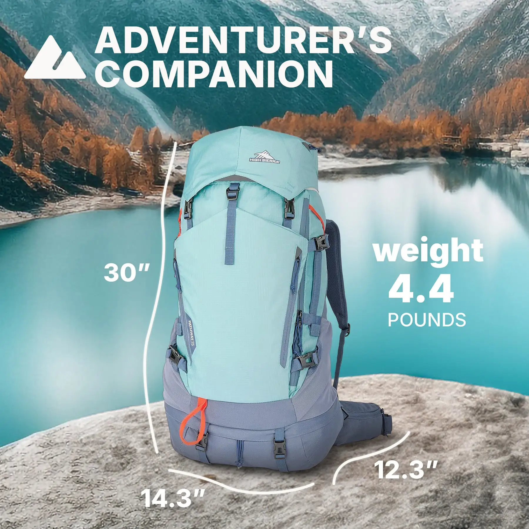 High Sierra 75L Pathway 2.0 Backpack w/Hydration Storage , Arctic Blue ...