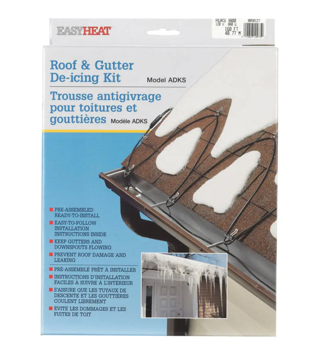 Easy Heat ADKS-800 Roof and Gutter De-Icing Heating Cable