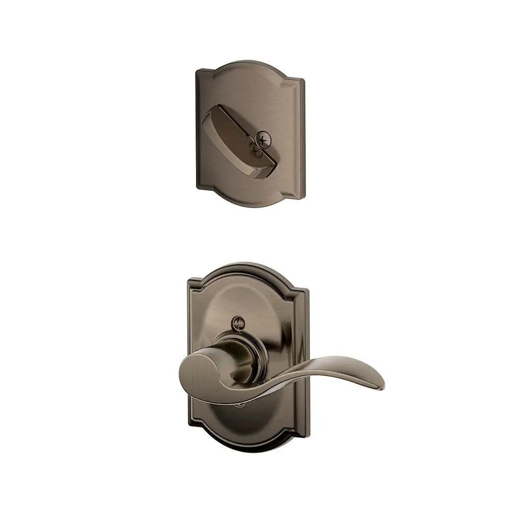 Schlage F59 ACC LH 620 CAM Accent Lever X Camelot Rose Left Handed Inside Trim For Single Cylinder Handleset