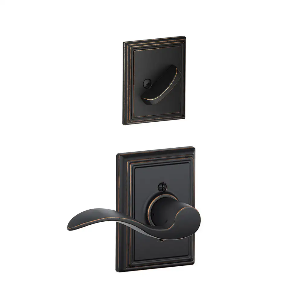 Schlage F59 ACC RH 716 ADD Accent Lever X Addison Rose Right Handed Inside Trim For Single Cylinder Handleset