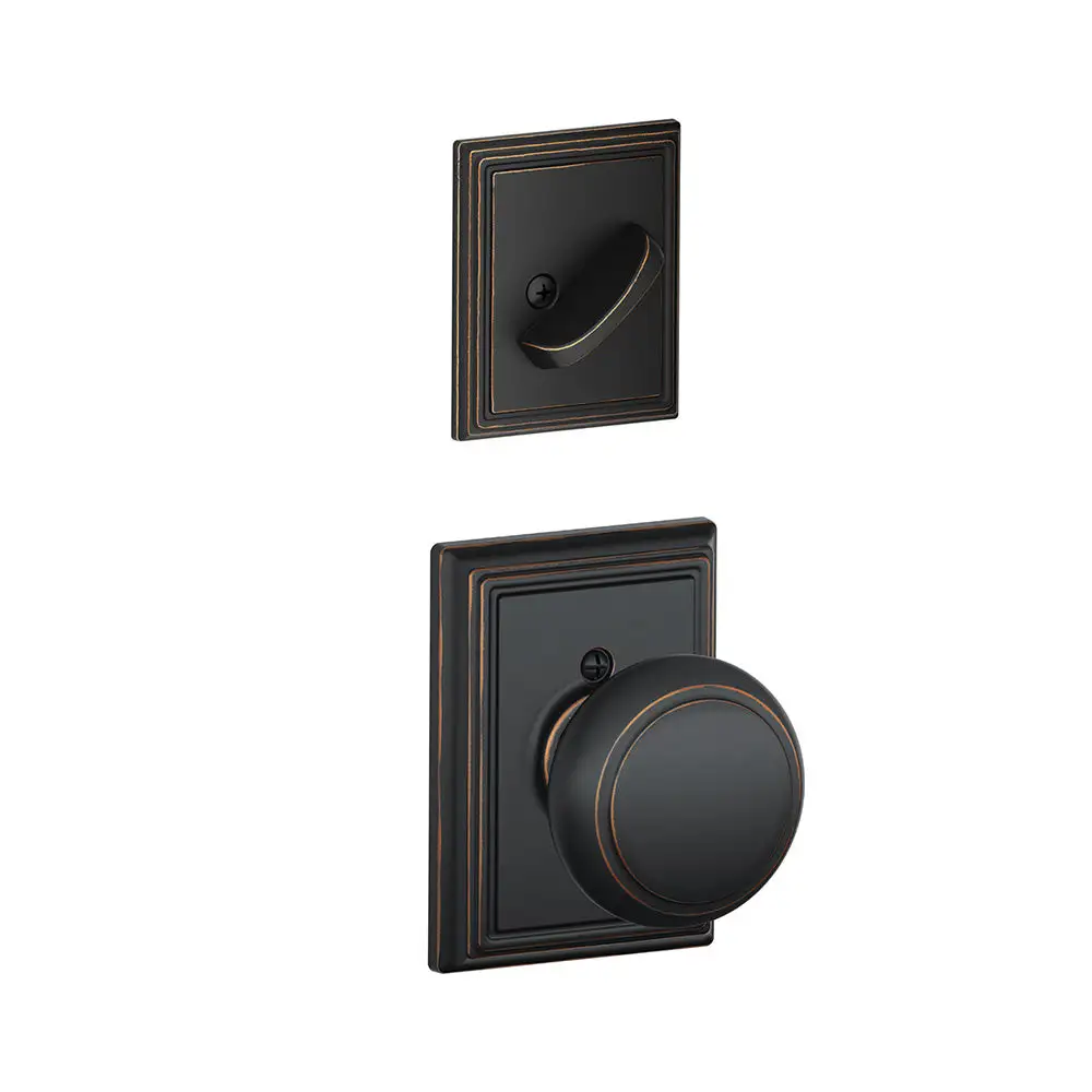 Schlage F59 AND 716 ADD Andover Knob X Addison Rose Inside Trim For Single Cylinder Handleset