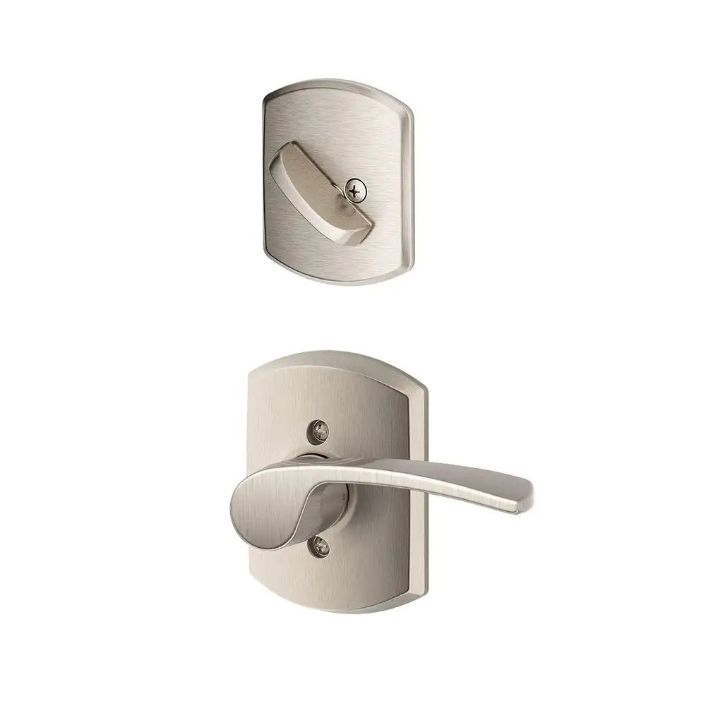 Schlage F59 MER LH 619 GRW Merano Lever X Greenwich Rose Left Handed Inside Trim For Single Cylinder Handleset