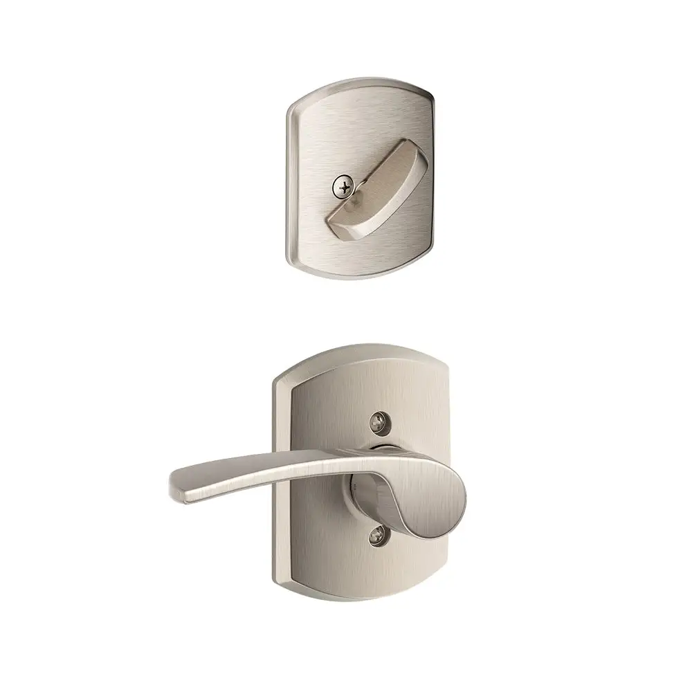 Schlage F59 MER RH 619 GRW Merano Lever X Greenwich Rose Right Handed Inside Trim For Single Cylinder Handleset