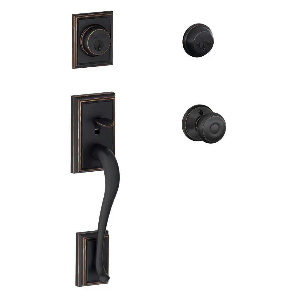 Addison x Georgian Knob Double Cylinder Handleset - Aged Bronze