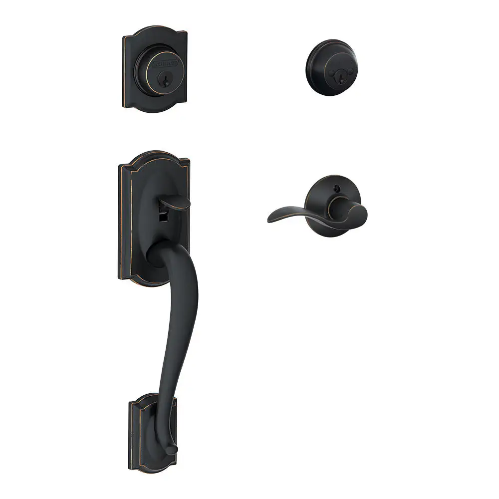 Schlage F62 CAM ACC RH 716 Camelot x Accent Lever Double Cylinder Handleset