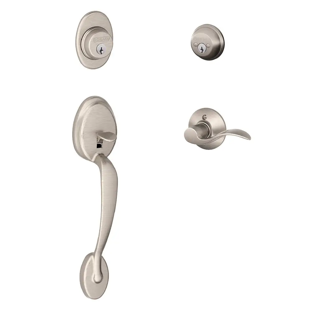 Schlage F62 PLY ACC LH 619 Plymouth x Accent Lever Double Cylinder Handleset