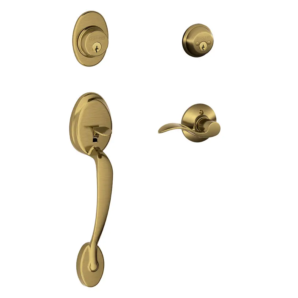 Schlage F62 PLY ACC RH 609 Plymouth x Accent Lever Double Cylinder Handleset