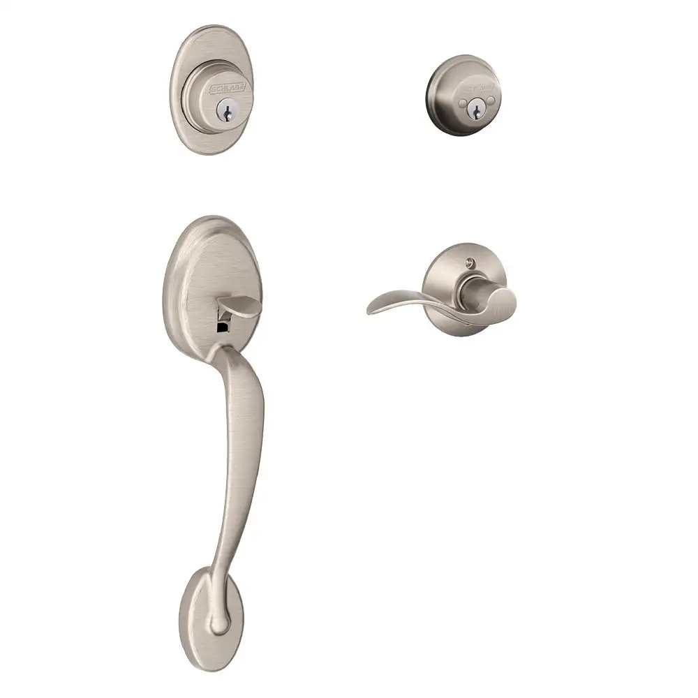 Schlage F62 PLY ACC RH 619 Plymouth x Accent Lever Double Cylinder Handleset