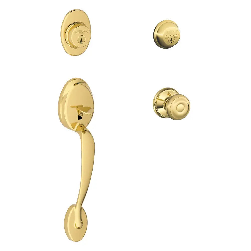 Schlage F62 PLY GEO 605 Plymouth With Georgian Knob Double Cylinder Handleset