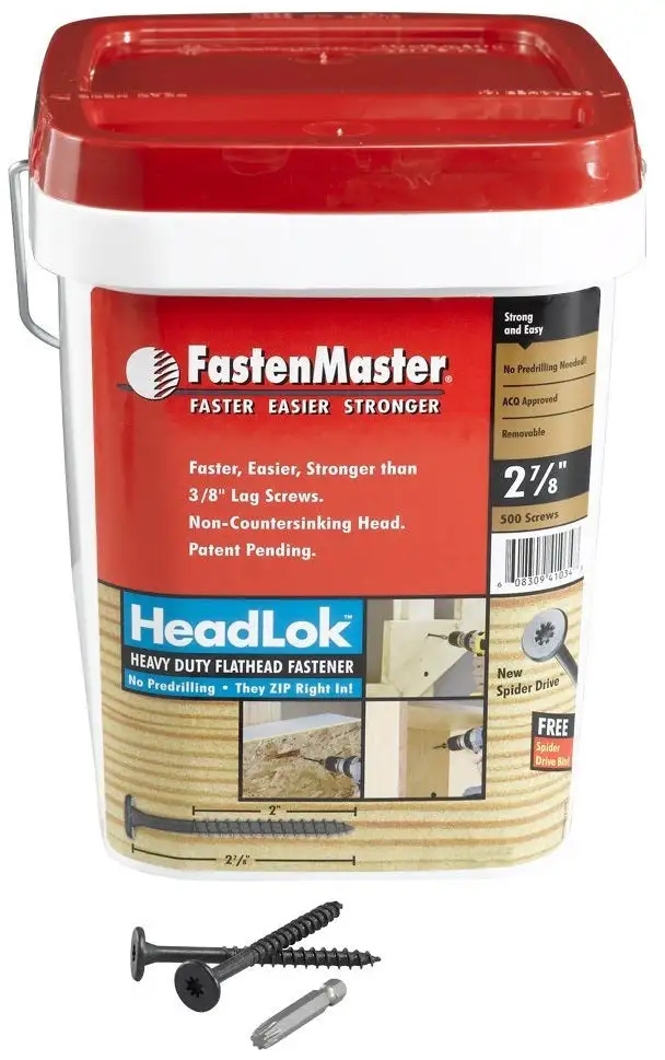 FastenMaster FMHLGM278-500 HeadLOK Flat Wood Screws