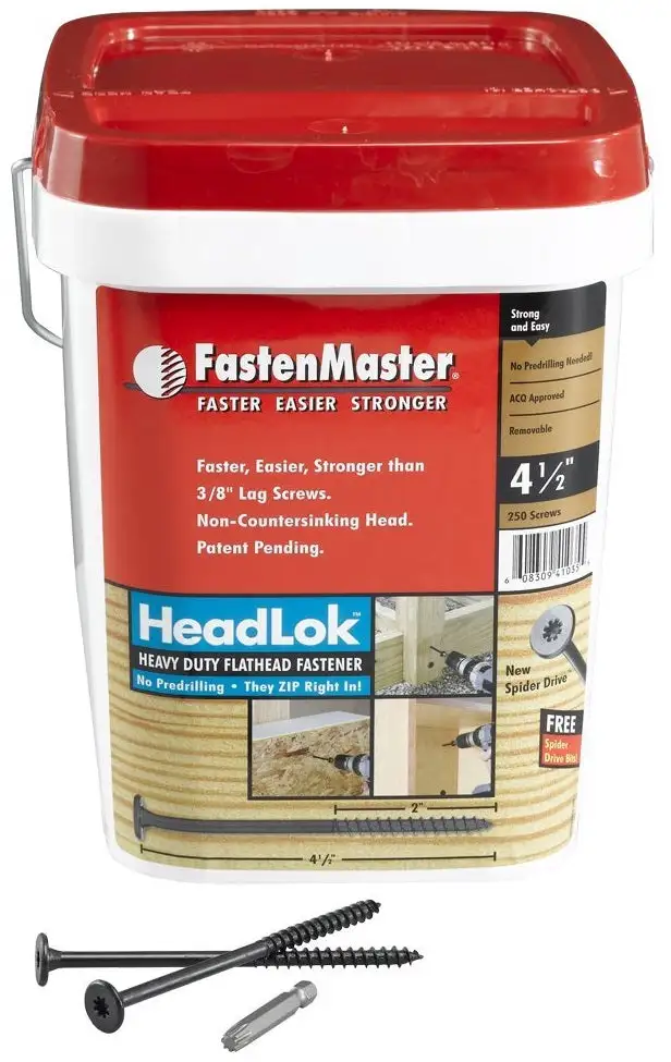 FastenMaster FMHLGM412-250 HeadLOK Flat Wood Screws