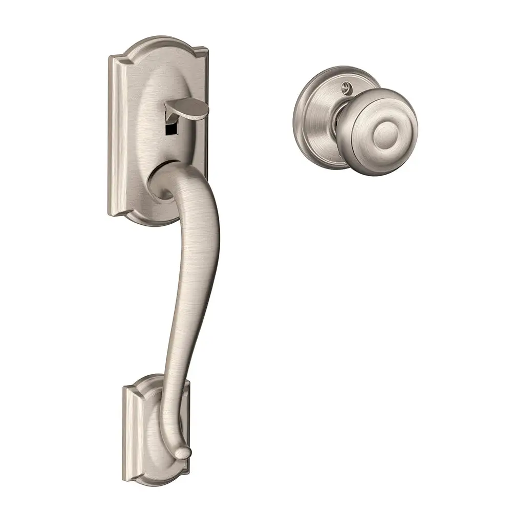 Schlage FE285 CAM GEO 619 Camelot Front Entry Handle with Georgian Interior Knob