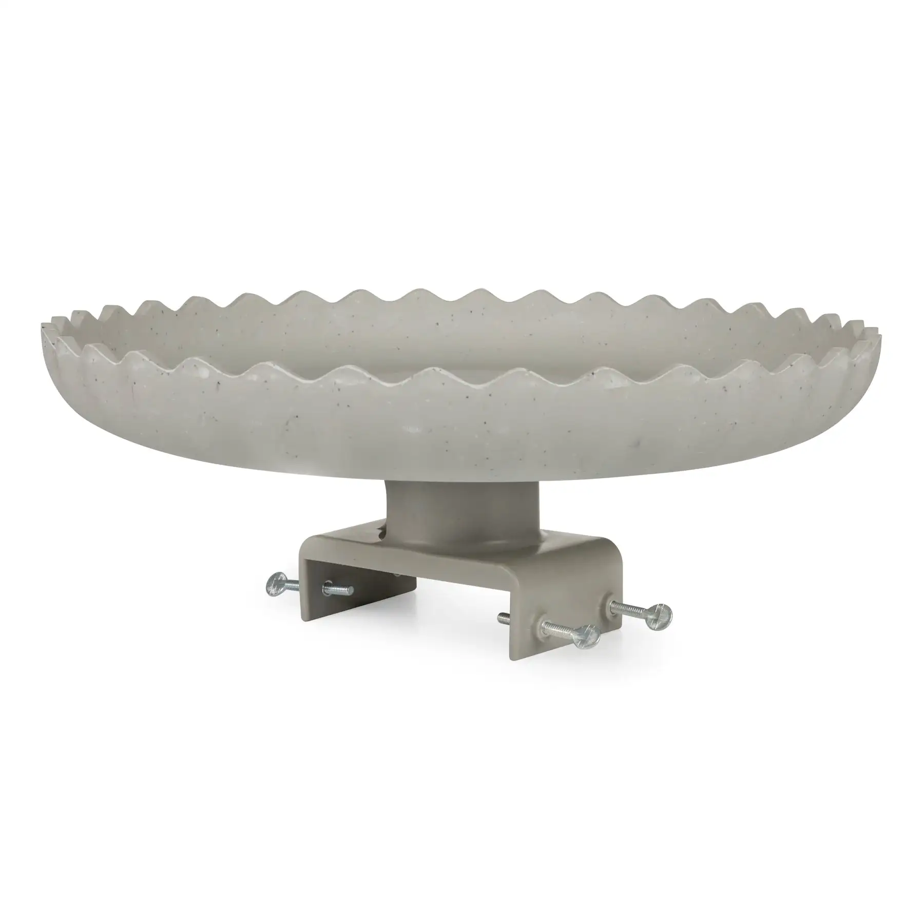 Farm Innovators 120W Outdoor Stone Scalloped Heated Birdbath w/ Deck Mount, Gray