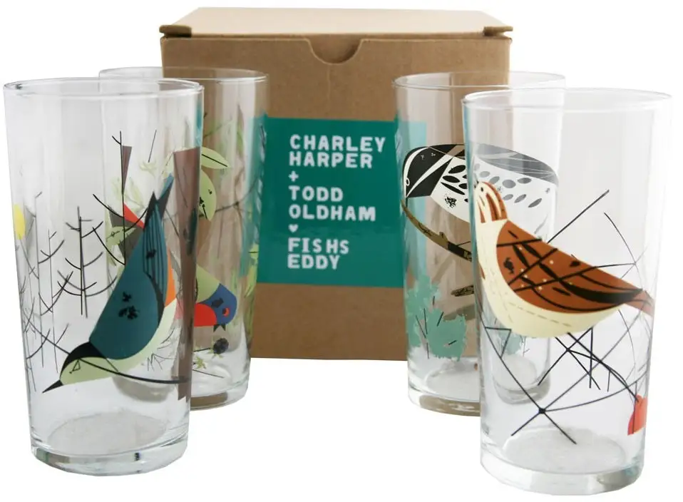 Fish's Eddy 500035 Oldham + Harper Birds Glasses