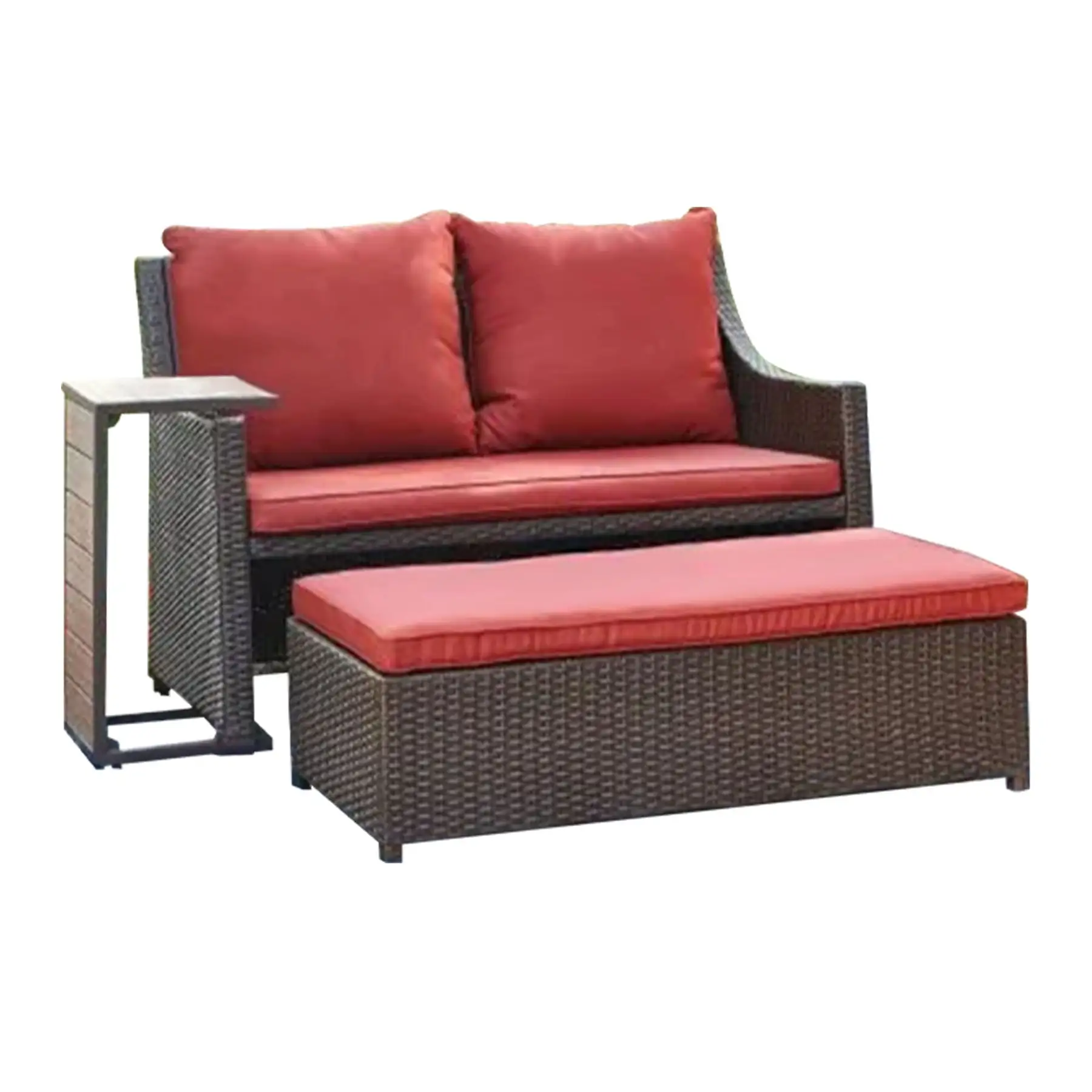 Four Seasons Courtyard Redington All-Weather 3-Piece Patio Seating Set, Red