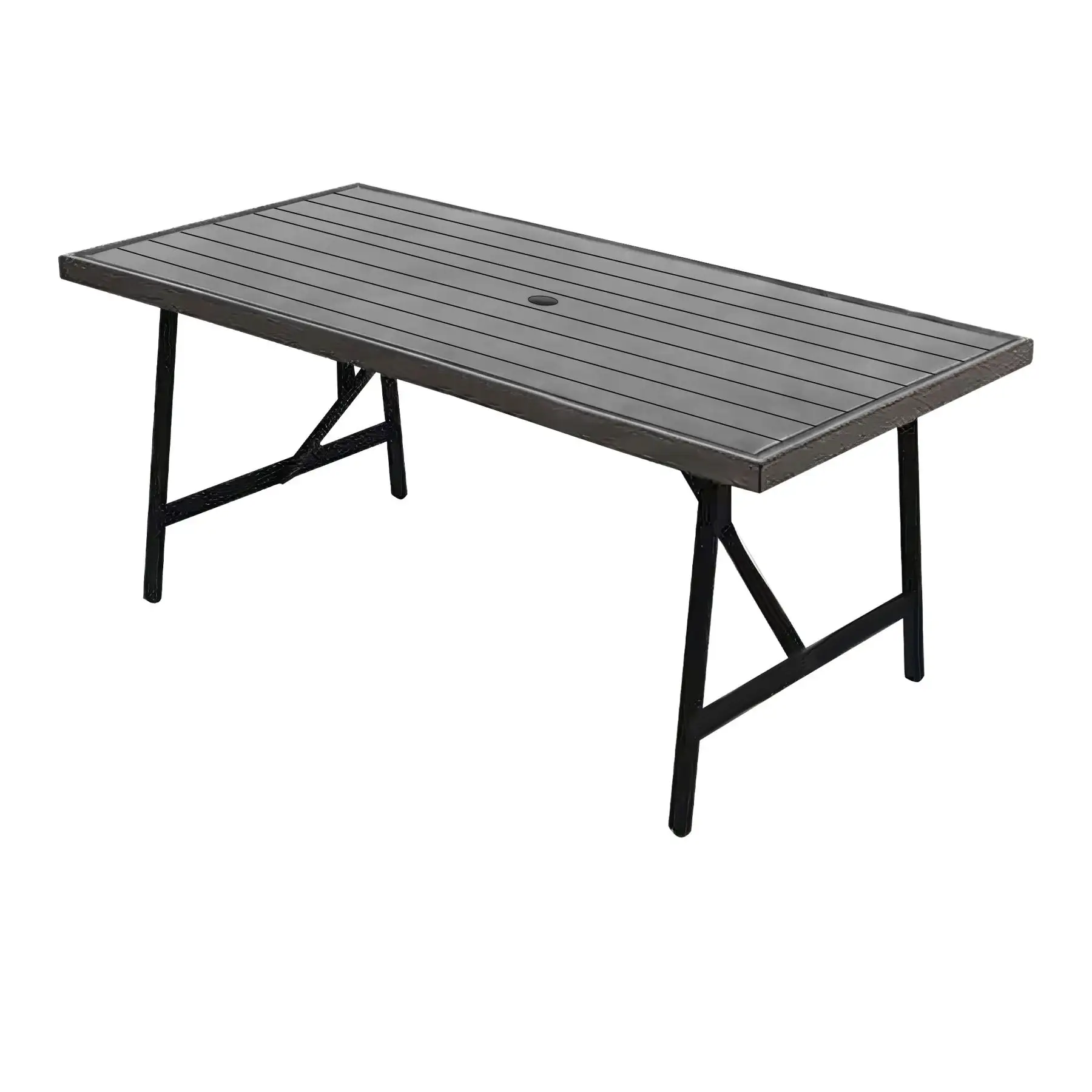 Four Seasons Courtyard 2 Tone Aluminum Eastport Slat Top Patio Dining Table