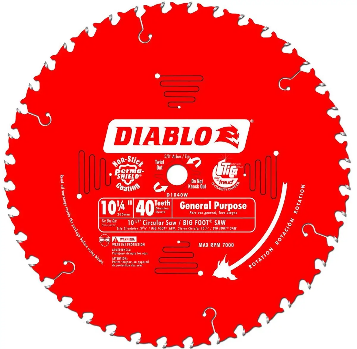 Freud D1040W 40 Teeth Carbide Tip Circular Saw Blade