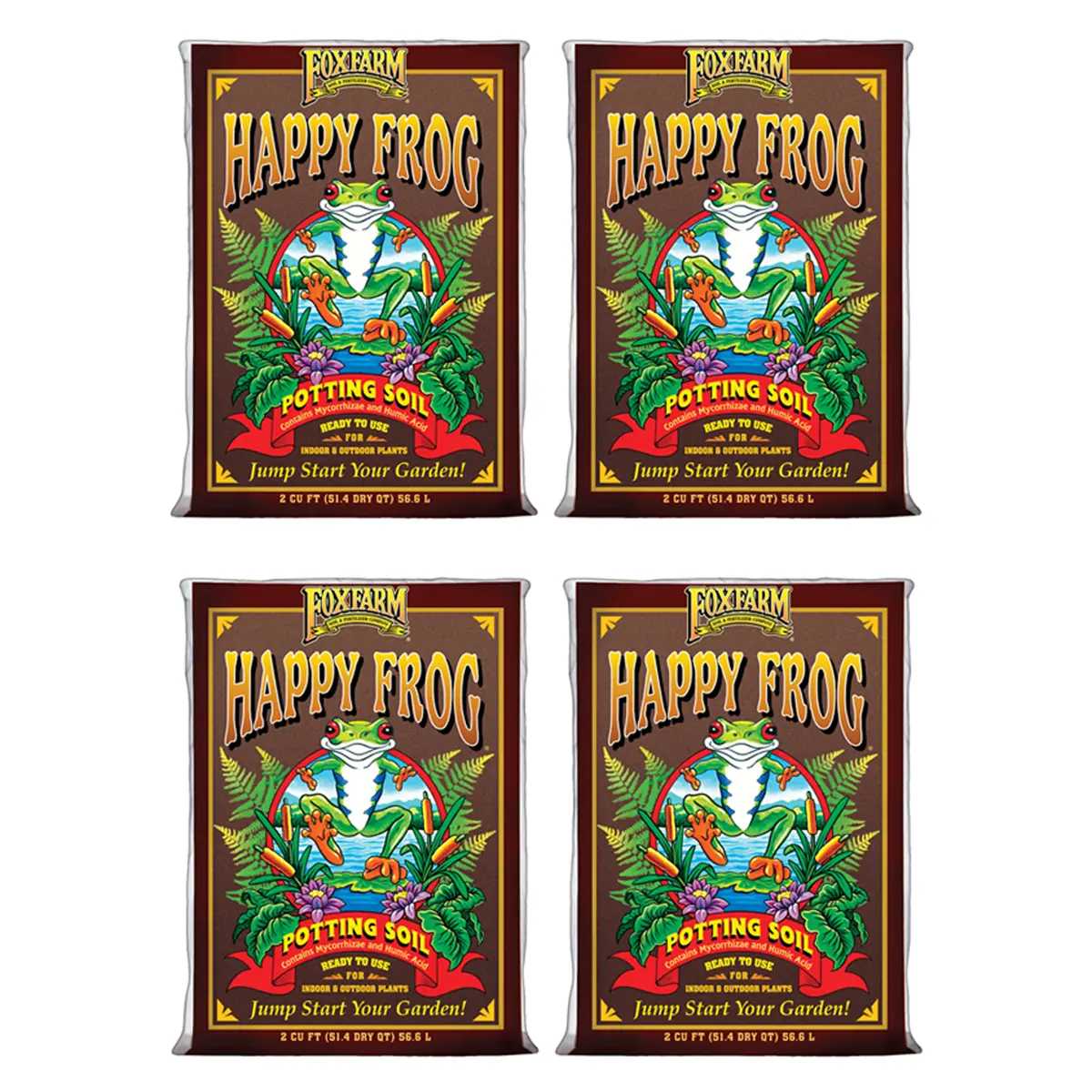 FoxFarm Happy Frog pH Adjusted Garden Potting Soil Bag,1.5 Cubic Feet (4 Pack)