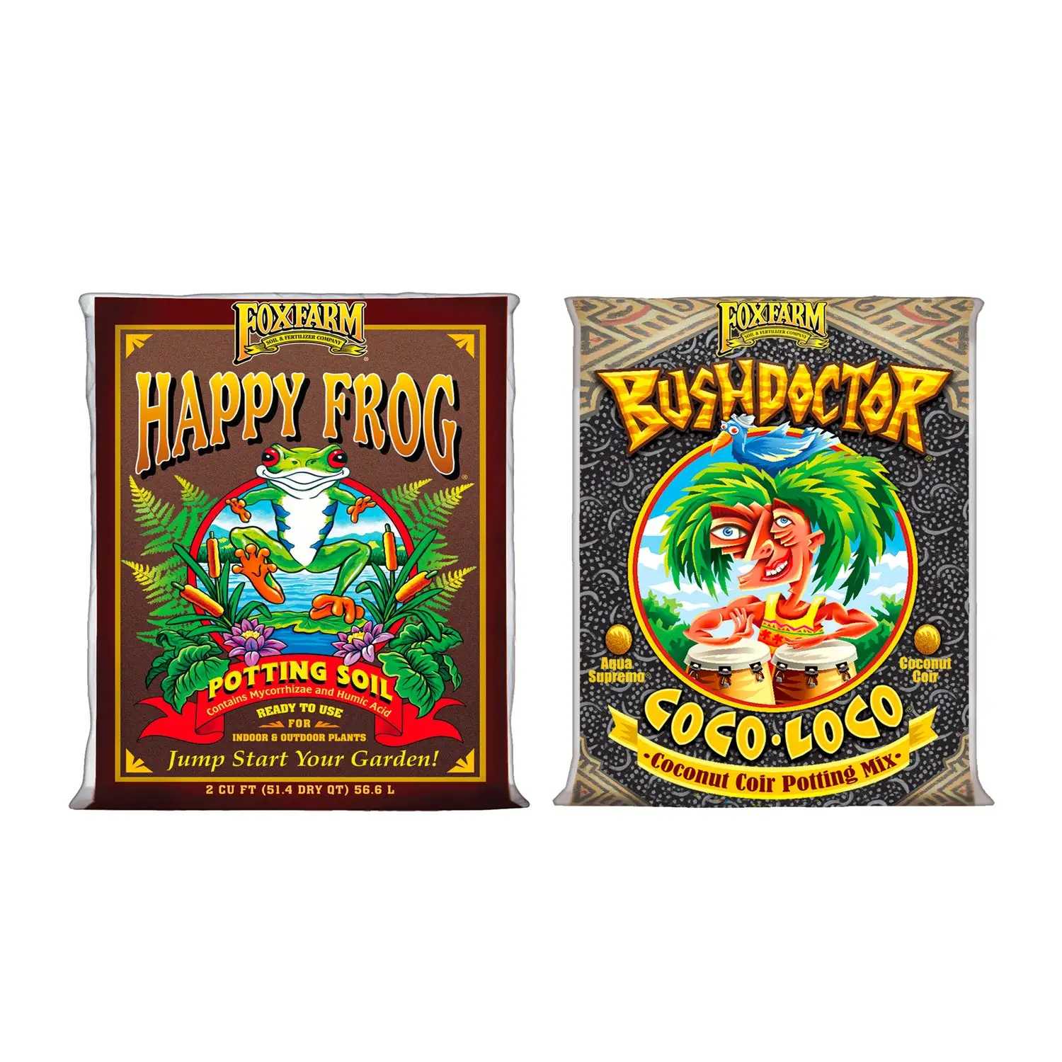 FoxFarm Happy Frog Potting Soil Bag and Bush Doctor Coco Loco Soil Bag Bundle