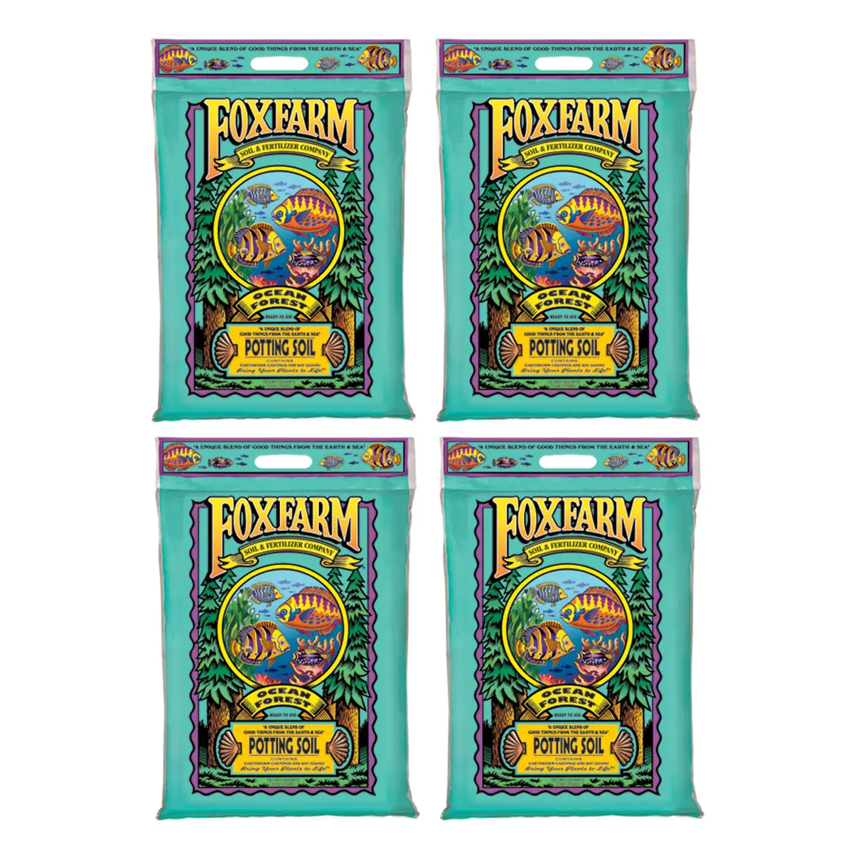 Foxfarm FX14053 Ocean Forest Organic Garden Potting Soil Mix 12 Quarts (4 Pack)