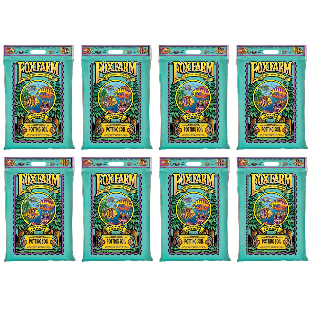 Foxfarm FX14053 Ocean Forest Organic Garden Potting Soil Mix 12 Quarts (8 Pack)