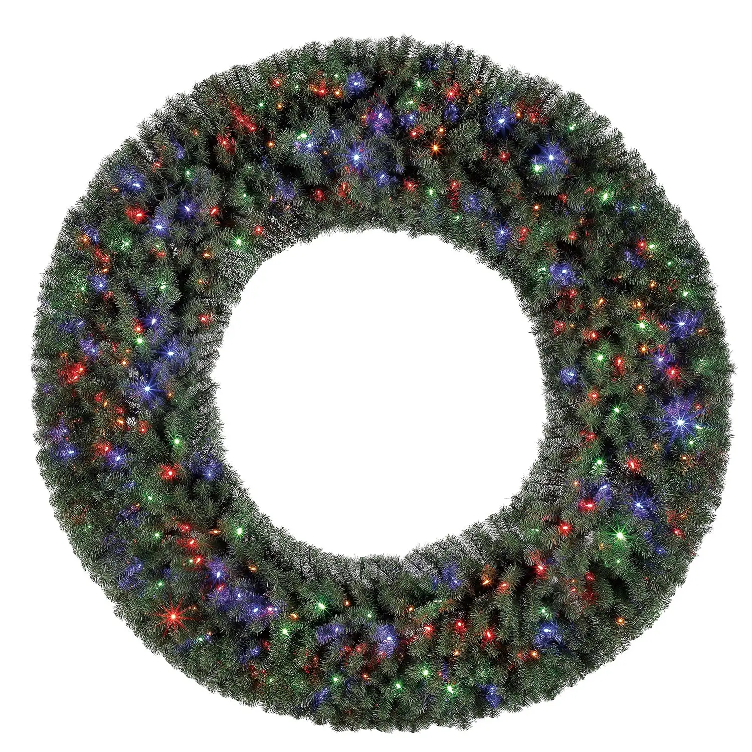 Home Heritage 72 Inch Large Artificial Christmas Wreath Prelit w/ 400 Color LEDs