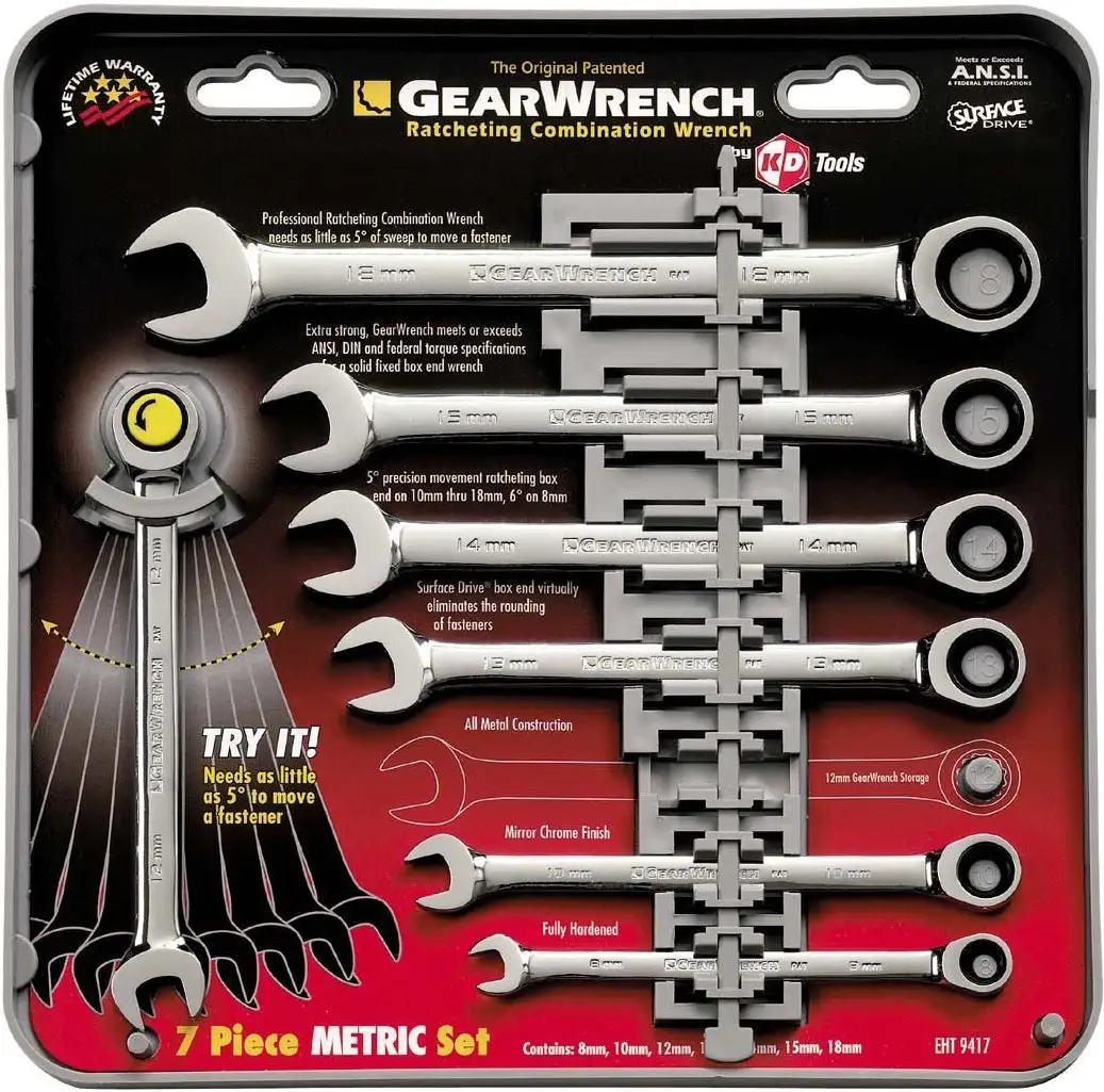 GearWrench 9417 Metric Ratcheting Wrench Set