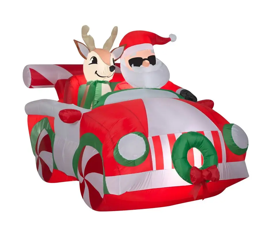 Gemmy 116538 Inflatable Christmas Santa Reindeer Car Airblown