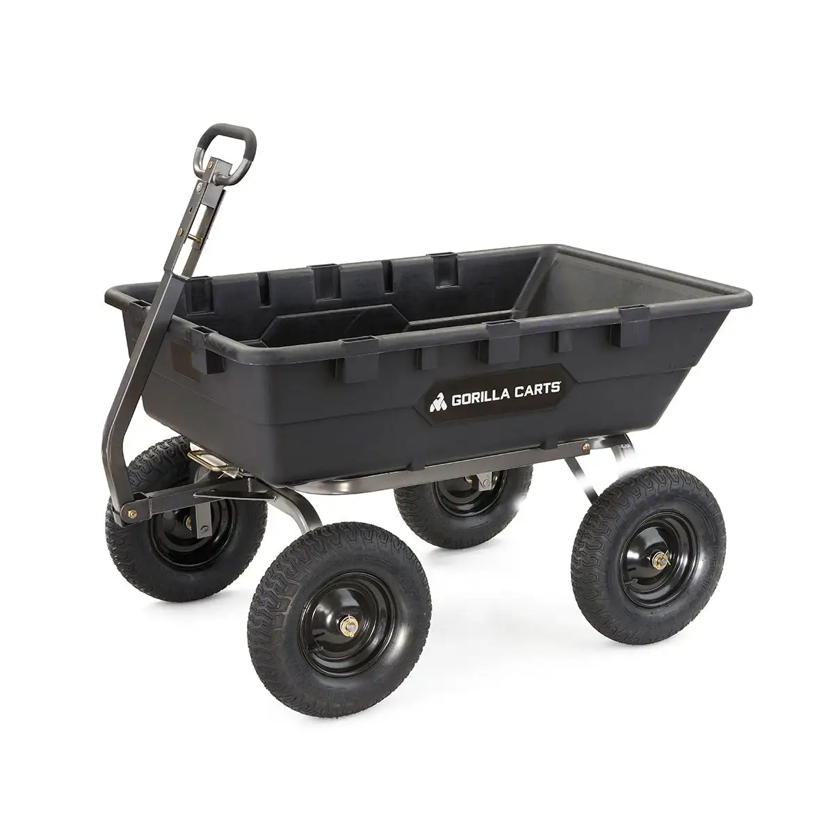 Gorilla Carts Heavy Duty Poly Yard Dump Cart Garden Wagon with 16 Inch Tires