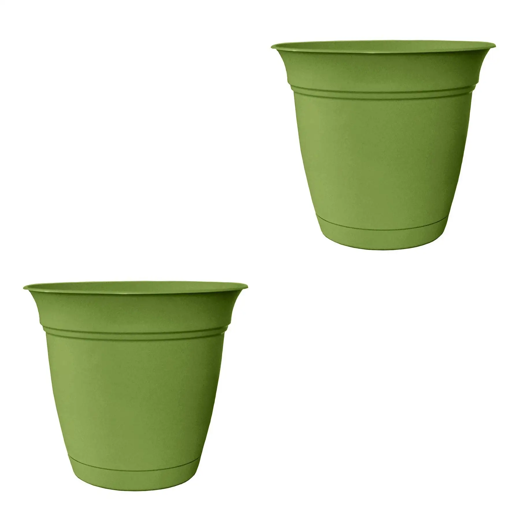 HC Companies ECA08000 8 In Eclipse Planter with Attached Saucer, Green (2 Pack)