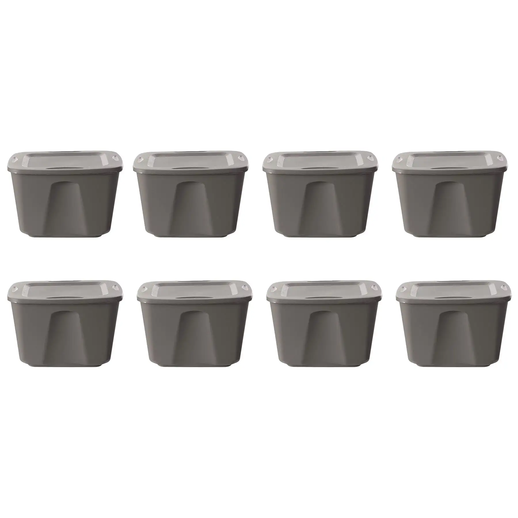 Homz 18-Gallon Stackable Plastic Storage Tote Container with Snap-On Lid, 8 Pack