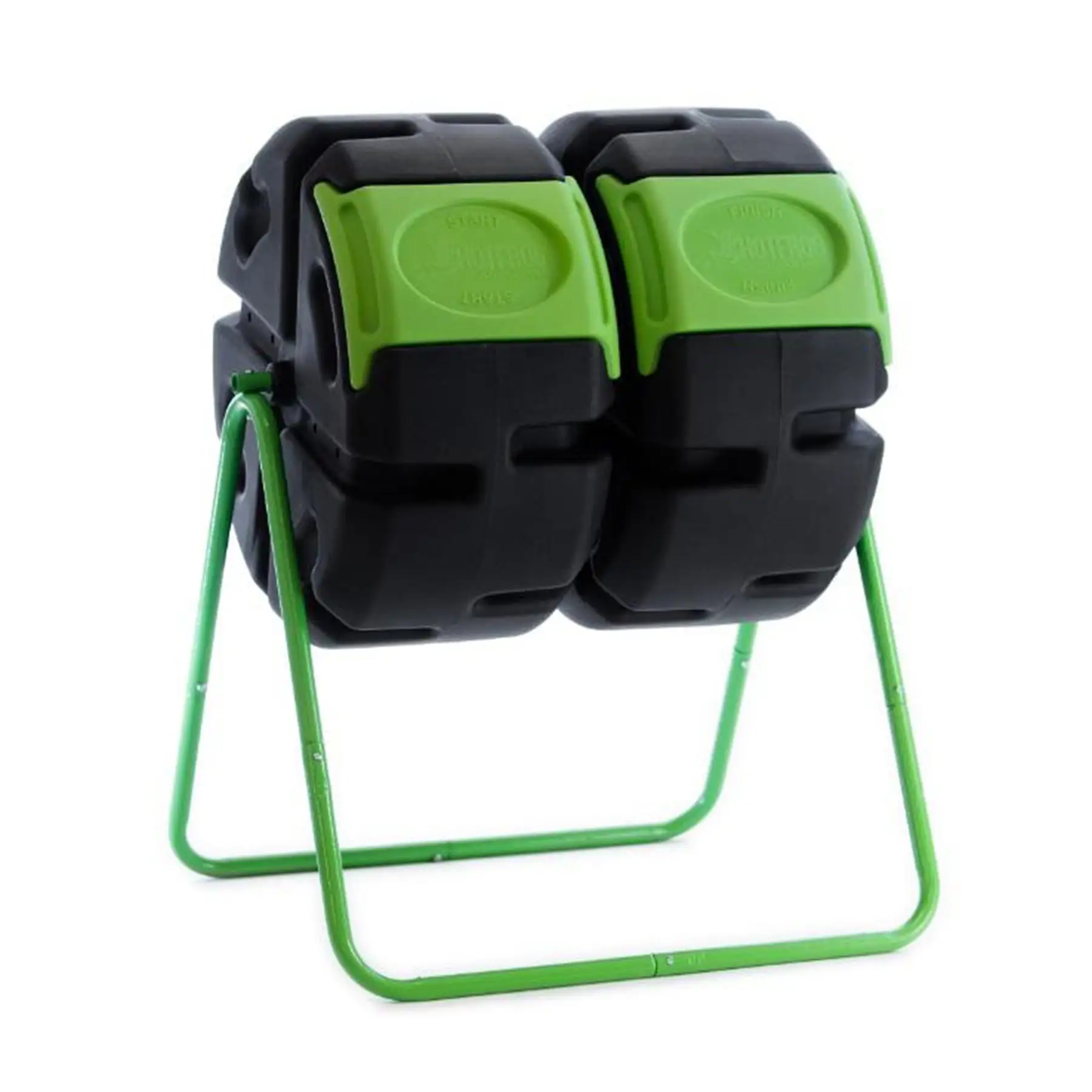 FCMP Outdoor HOTFROG 37 Gallon Dual Body Rotating Tumbling Composter Bin, Green