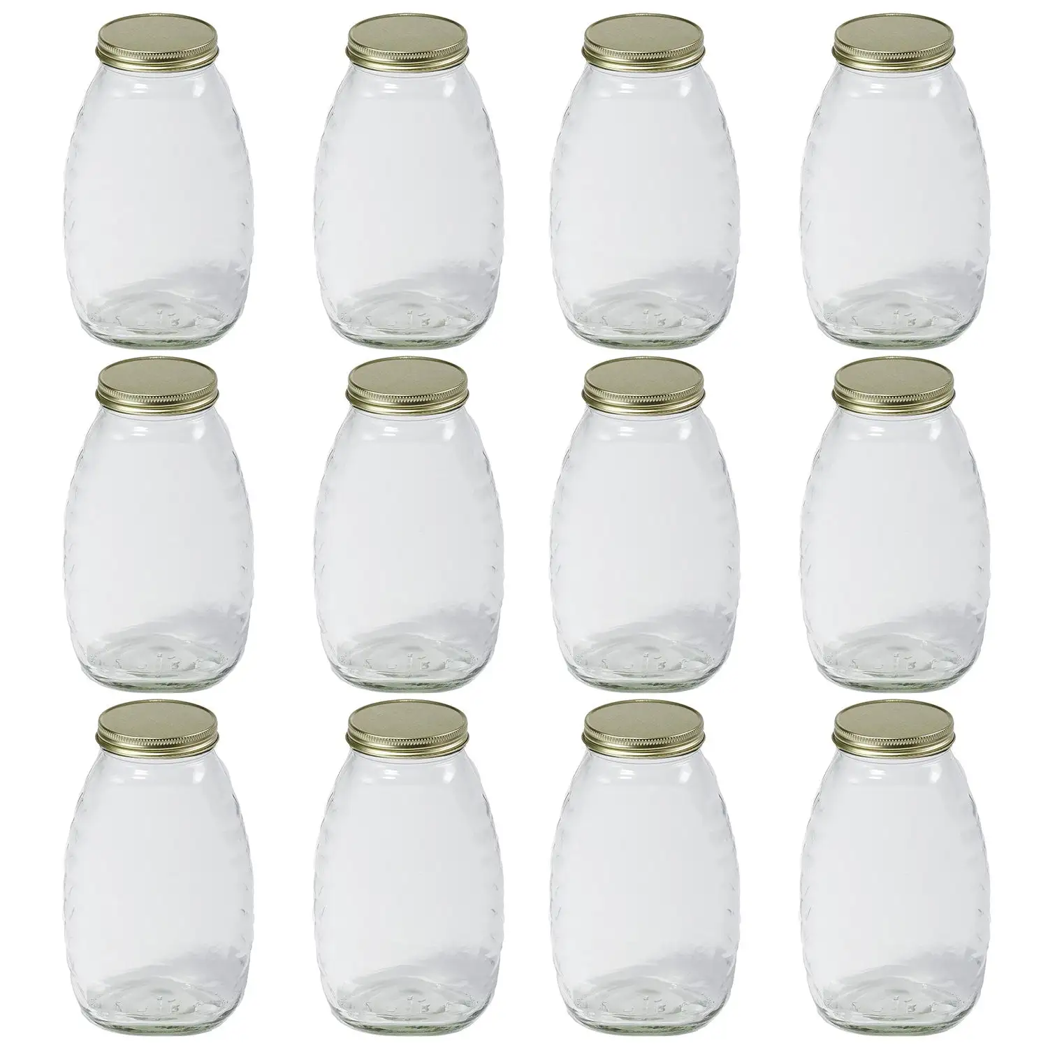 Little Giant 32 Ounce Beekeeping Honey Glass Skep Jar w/ Airtight Lid (12 Pack)