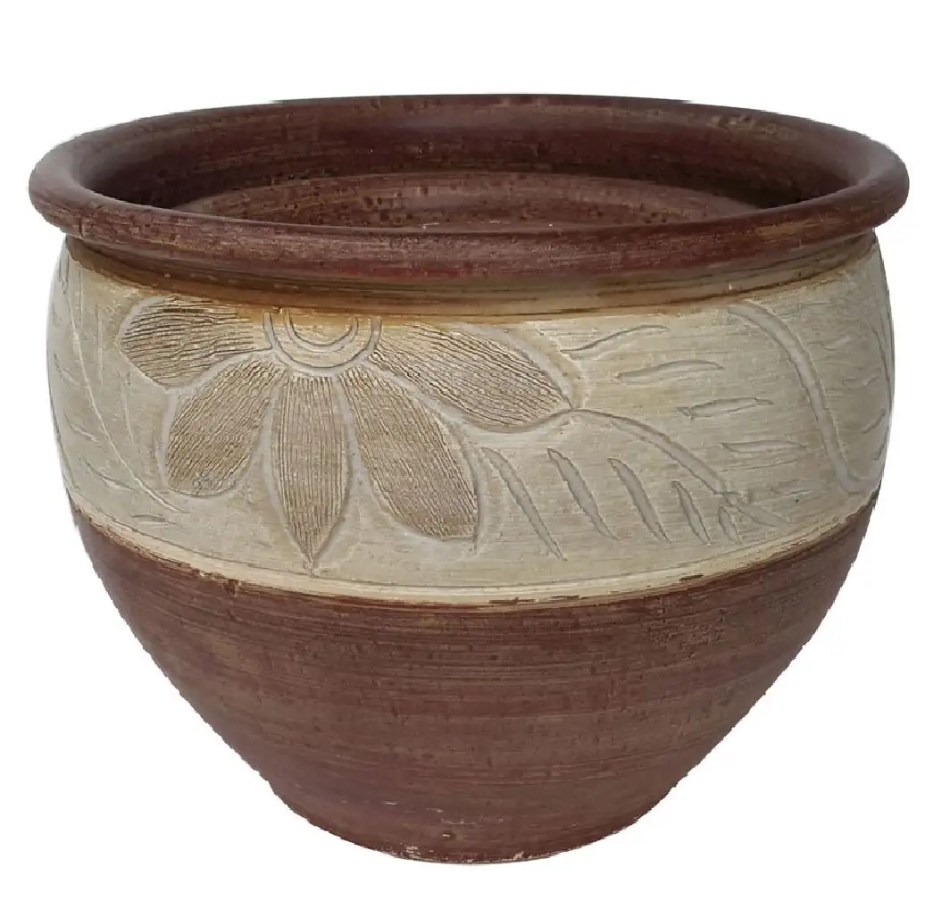 Trendspot CR11222N-15C Carved Thai Round Planter