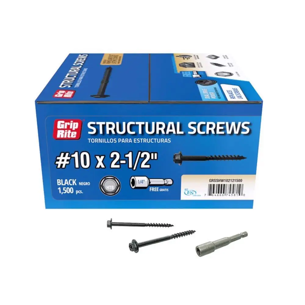 Grip-Rite GRSSHW102121500 Hex Washer Head Structural Screws