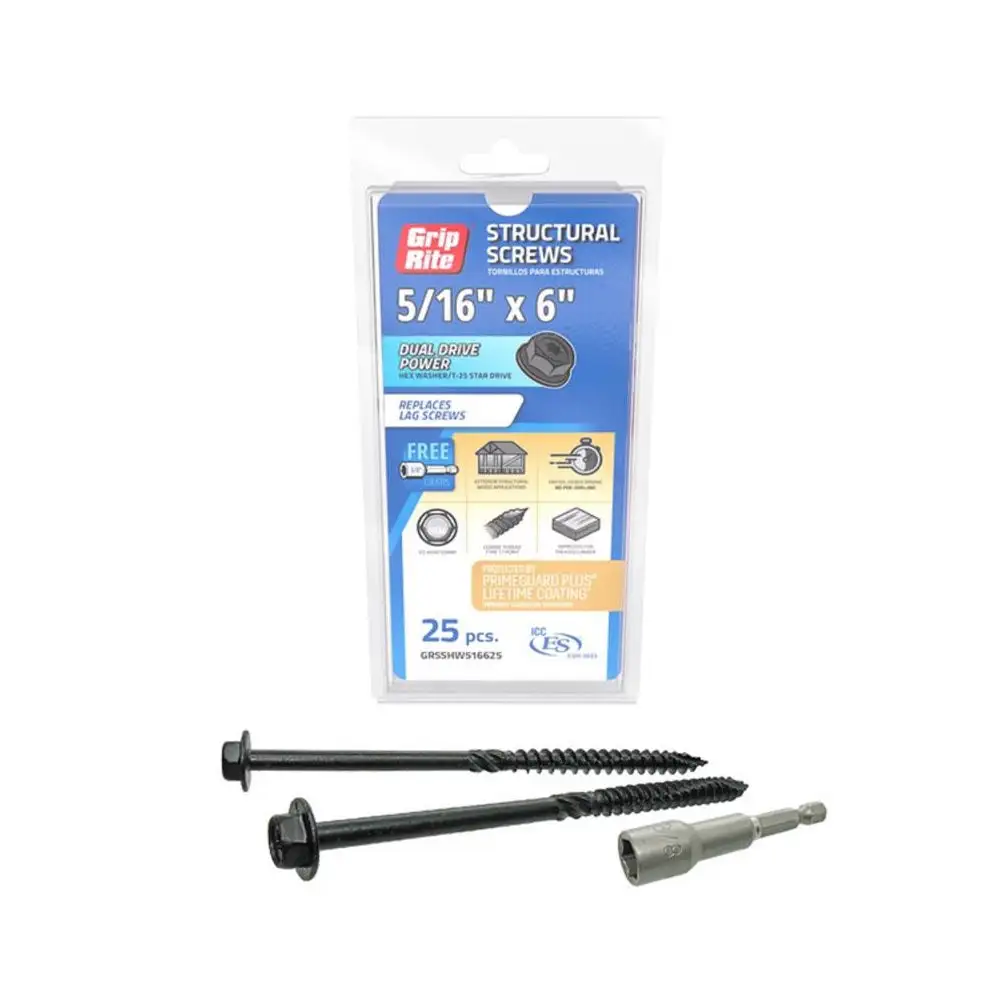 Grip-Rite GRSSHW516625 Hex Washer Head Structural Screws