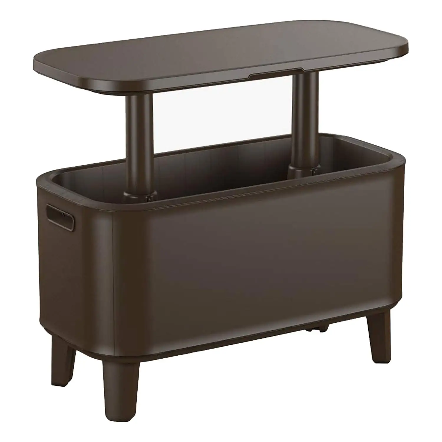 Keter Breeze Bar 17 Gallon Cooler with Pop-Up Table Top Bar Cart, Espresso Brown