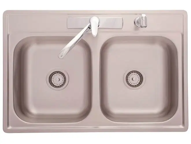 Kindred FDS704NKIT 4 Hole Double Bowl Kitchen Sink With Faucet