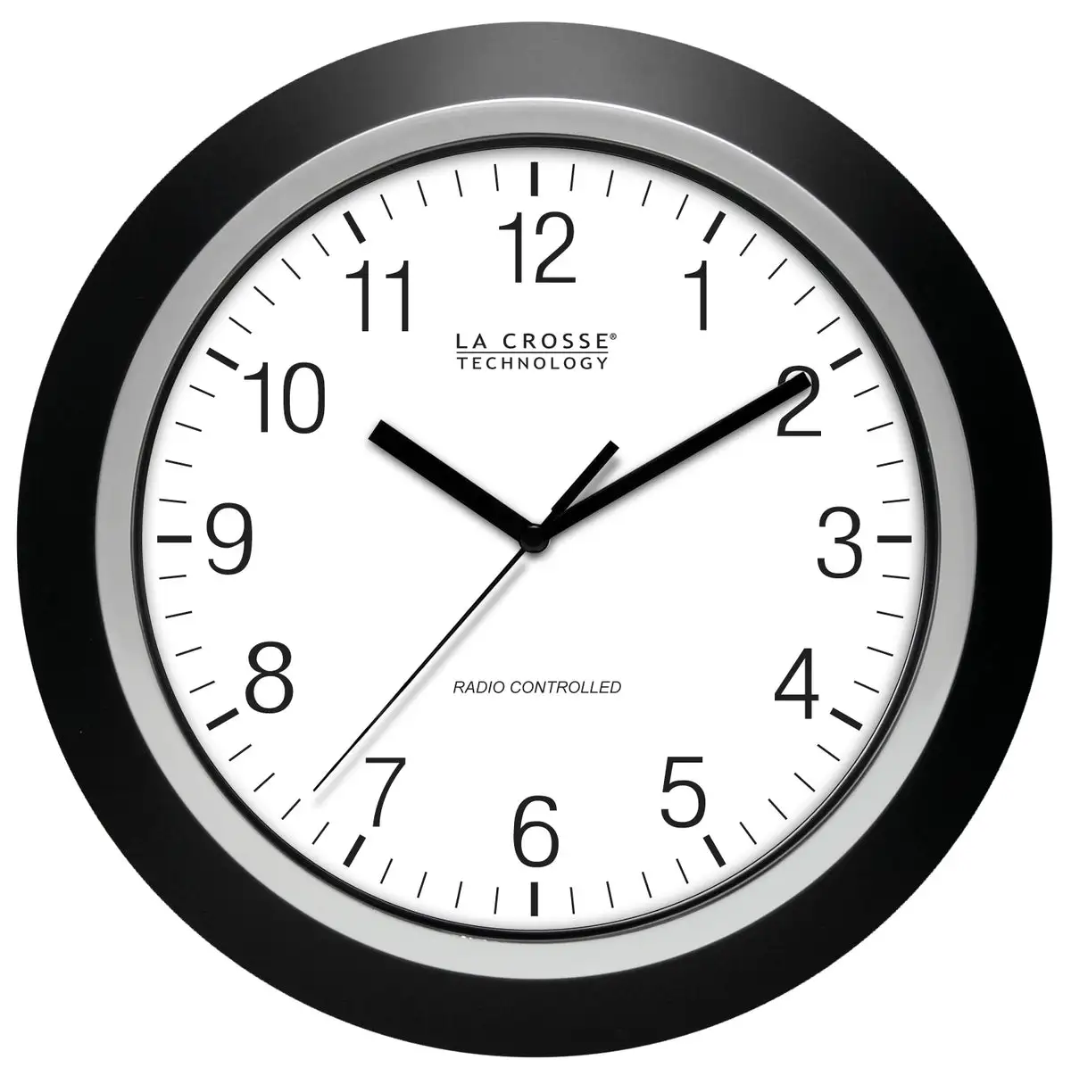 La Crosse 404-1236 Analog Atomic Black Frame Wall Clock