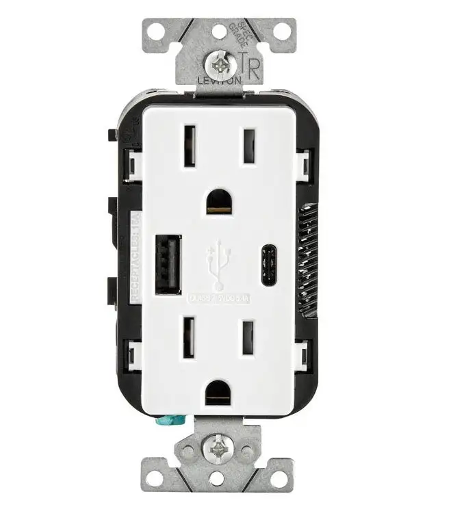 Leviton T5633-W USB Charger Decora Receptacle